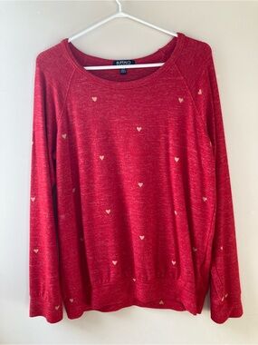 Buffalo David Bitton Red Heart Print Long Sleeve Teacher Valentine’s Day